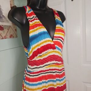LaBanga Maxi Dress Multicolor Striped Soft lightwt Summer Beach dress Sz Large